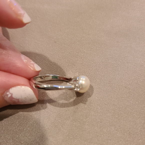 Freshwater pearl cubic zirconia Sterling silver ring brand new - Picture 8 of 8